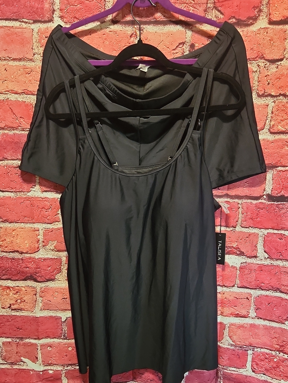Talisea Black Swim Chemise with Adjustable Straps